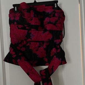 White House Black Market Pink and Black Floral Top